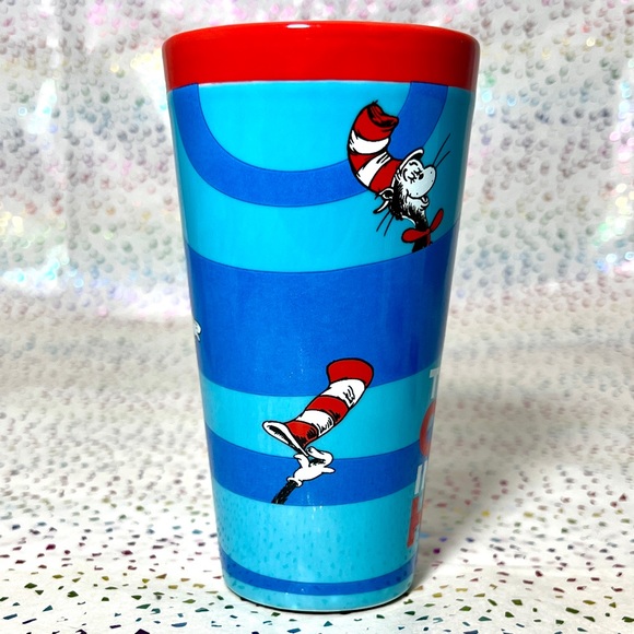 Cat In The Hat Travel Mug with Lid - Dr. Seuss 6" Tall Ceramic - Picture 3 of 7